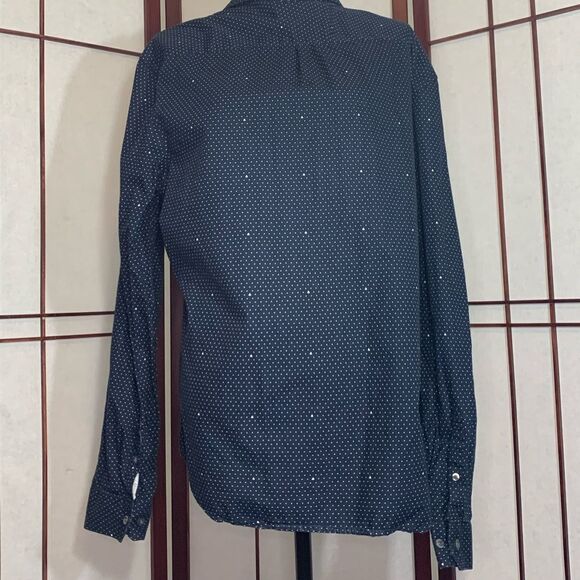 Original Penguin Navy Blue Button up collared shirt with dots and arrows XL - Picture 2 of 8